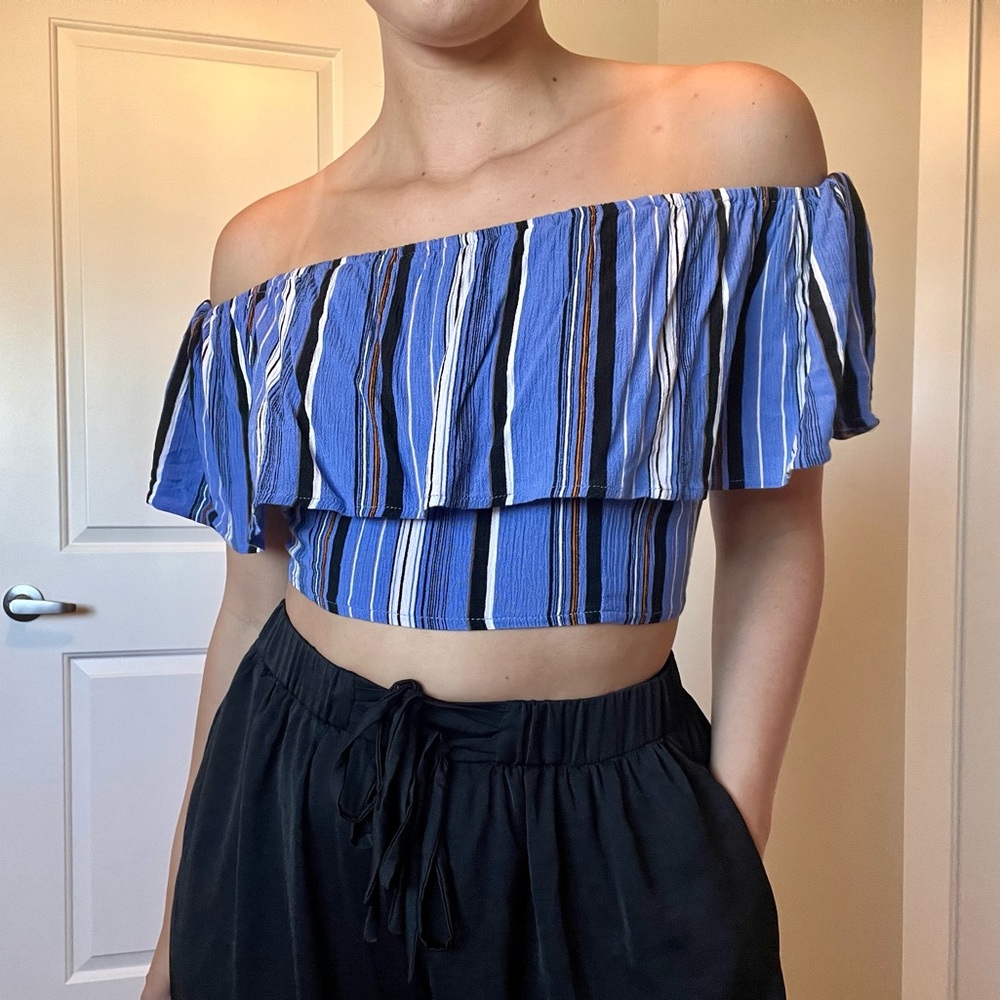 Striped Off The Shoulder Blouse
